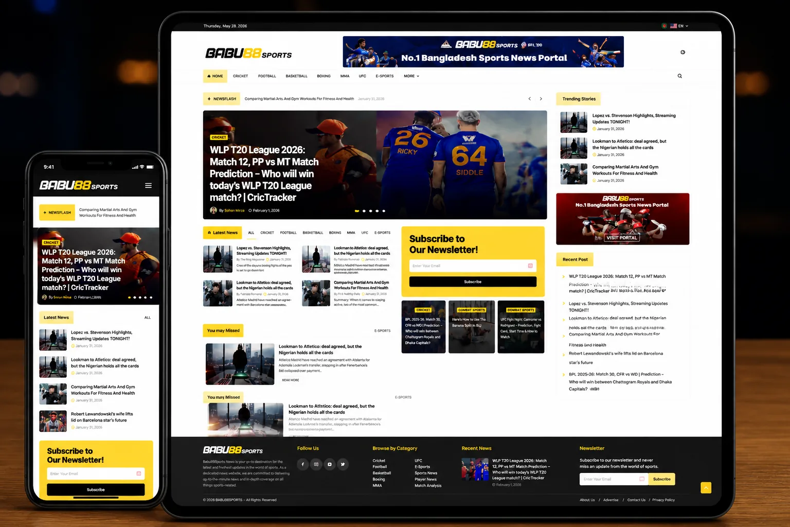 Babu88 Sports casino news site screenshot