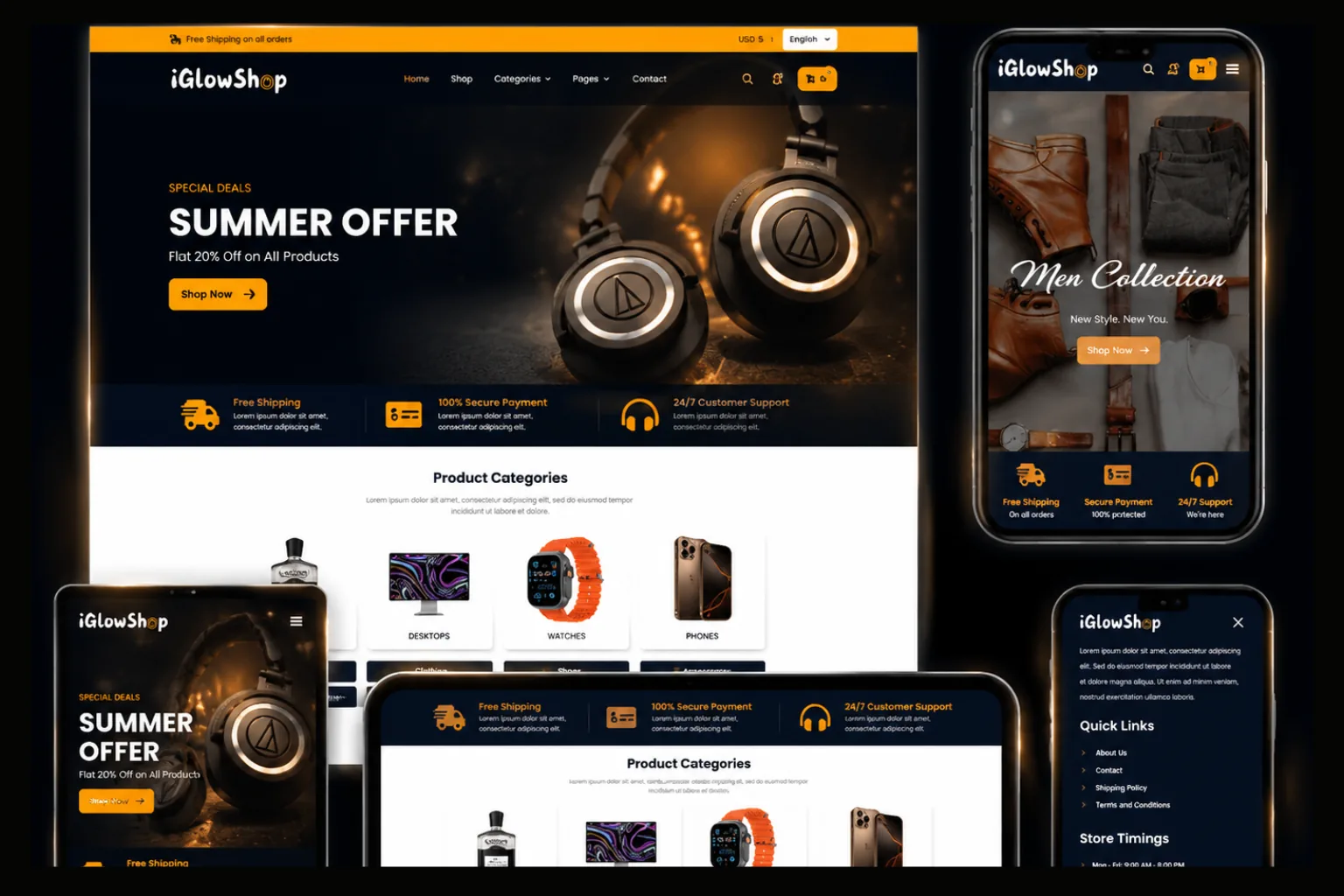 iGlowShop e-commerce store website screenshot