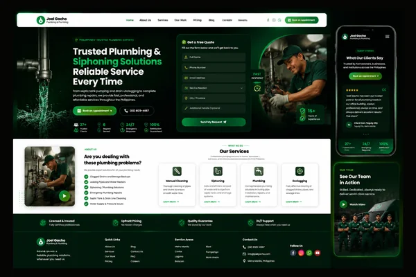 Siphoning & Plumbing Services website screenshot